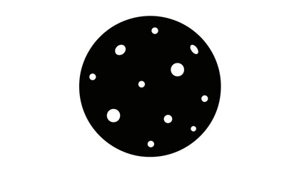 Black cookie with white spots on a white background.