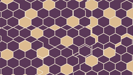 Fototapeta premium Purple and Beige Hexagonal Pattern Background Design.
