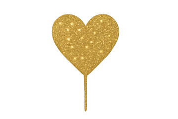 Gold glitter heart cake topper sparkling love symbol