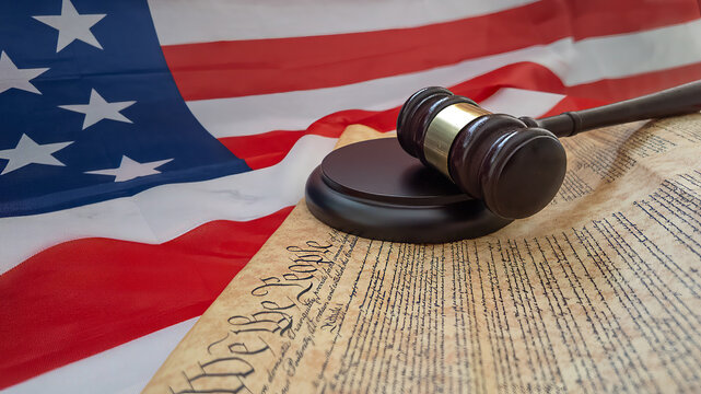 Judicial Gavel Constitution Law Justice Court Judiciary Legal Rights Freedom Democracy Government Authority Trial Verdict System