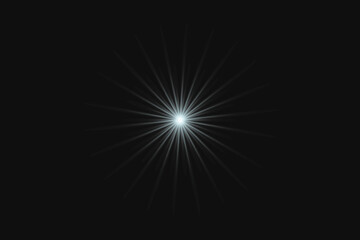 Bright light burst on black background glow