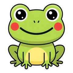 Obraz premium Happy cartoon frog isolated on transparent background