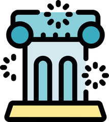 Naklejka premium Fireworks exploding over an ionic order column celebrating the new year