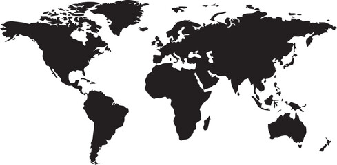 Obraz premium Black silhouette of the map continents on a white background globe earth geography