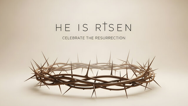 He is risen crown of thorns christian easter symbol