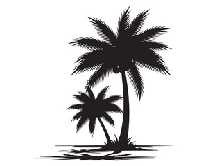Fototapeta premium Two palm trees on a tropical island beach
