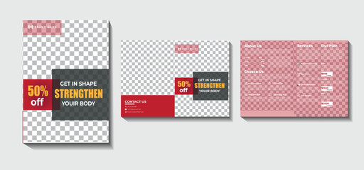 Fitness and Gym Business Brochure Template with Sporty Design