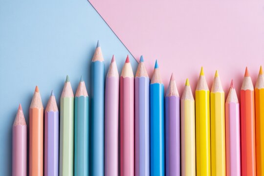 Neat Arrangement of Colorful School Supplies on Pastel Background for Creative Learning Activities in a Study Space