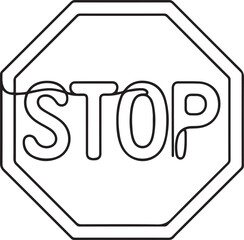 Prohibition sign in continuous line drawing style. Line art of the STOP symbol.one line vector illustration with out background