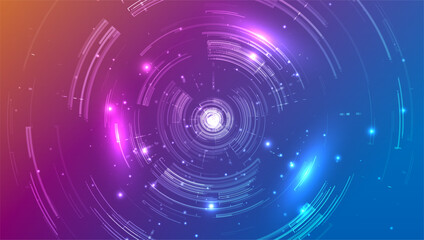 Fototapeta premium Abstract technology future visualization. Innovation digital circle of particles. Graphic concept for your design