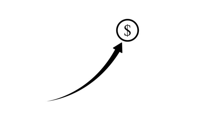 Business rising growth, money rising graph arrow showing growth, concept of business success, investment growth with dollar sign.arrow sing following dollar sing,