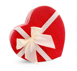 Saint Valentine's day. Beautiful heart shaped gift box isolated on white