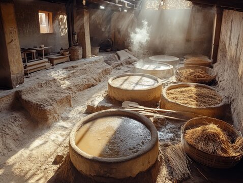 Ancient Egyptian labor brewery soaking vats