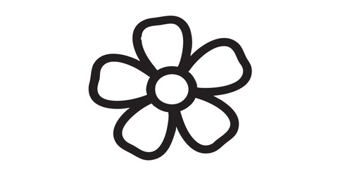 Obraz premium Hand drawn flower vector icon, isolated on transparent background, black outline and filled style, minimal flat design