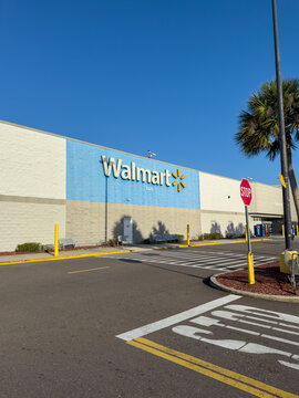 Titusville, Florida, USA, June 16, 2025: Walmart Supercenter in Titusville, FL - Titusville Supercenter located at 3175 Cheney Hwy. The Walmart logo is displayed on the facade.
