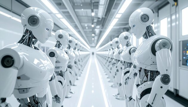 Futuristic Assembly Line - A Vision of Advanced Robotics.