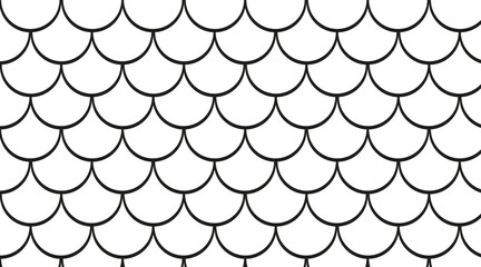 Mermaid pattern, fish scale pattern, black graphic on white background, mermaid tail pattern, black graphic for decoration. © Maryna