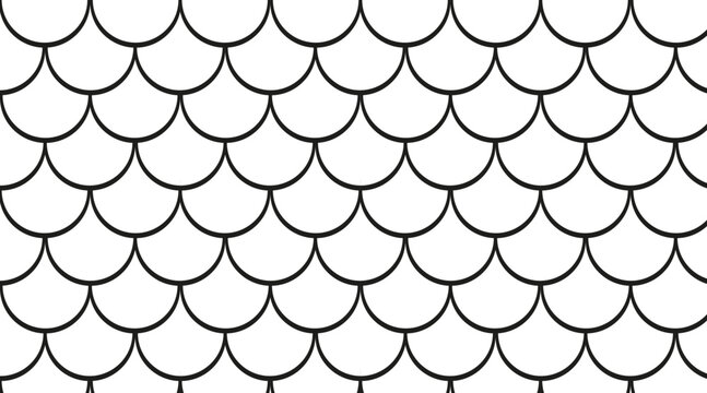 Mermaid pattern, fish scale pattern, black graphic on white background, mermaid tail pattern, black graphic for decoration.