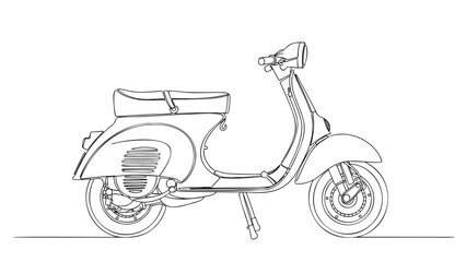Classic Motor Scooter Italian Style Line Art Urban Travel Delivery Icon