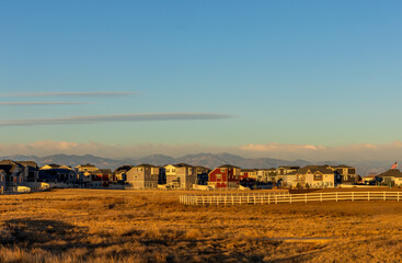 Colorado Living. Aurora, Colorado - Denver Metro Area Residential Winter Panorama with newly constructed houses