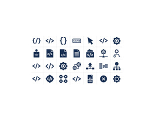Collection of modern coding and development icons for software projects