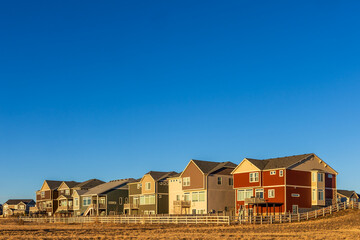 Colorado Living. Aurora, Colorado - Denver Metro Area Residential Winter Panorama with newly constructed houses