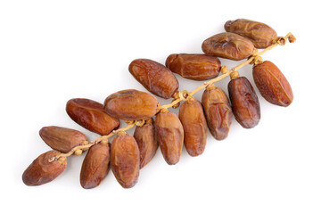 Dried dates on a branch isolated on a white background
