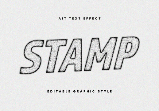 Black Halftone Grainy Grunge Stamp Text Effect