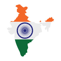 India Map Graphic - National Flag Colors Map of India for Geographic and Cultural Projects