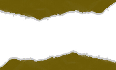 Abstract Gold and Olive Torn Paper Frame with White Central Copy Space Background for Text