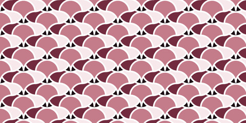 Seamless vintage vector illustration of a pink geometric heart pattern with floral ornaments for Valentine textile decor and love-themed wallpaper fabric backdrop