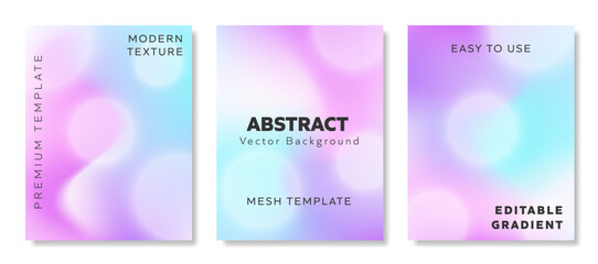 Fototapeta premium Abstract vector background collection in Letter size uses pink, purple, and aqua blue bokeh shapes and an editable gradient mesh, serving well as modern social media templates and creative banners