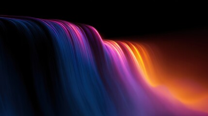 Naklejka premium Vibrant neon waterfall of light across a dark abstract night sky