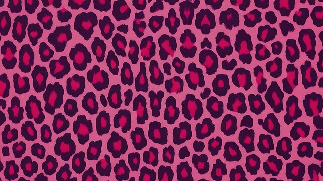 Vibrant pink and black leopard print pattern pink background black spots animal print