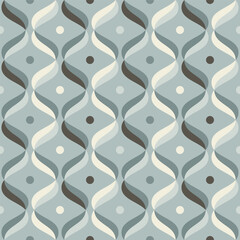 Jade green and celadon, Retro vibes of wavy ogee pattern, abstract seamless vector background