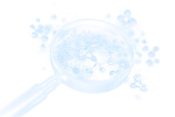 Scientific Research Concept with Magnifier and Molecules