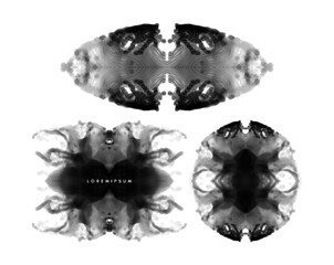 Fototapeta premium Abstract monochrome design. Translucent ink stain with a symmetrical pattern. Template for a poster, flyer, banner, or cover. Vector illustration.