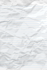 White clean crumpled notebook paper with lines
