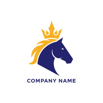 Horse Head With Golden Crown Logo.
