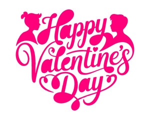 Decorative Happy Valentine&rsquo;s Day typography badge vector with bold romantic lettering for posters and cards.