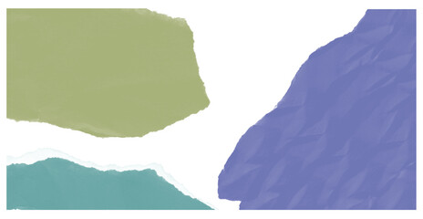 Soft torn paper texture set featuring sage green, teal, and lavender tones with natural ripped edges, perfect for modern collages, eco branding, scrapbooking, posters, greeting cards, and clean Design