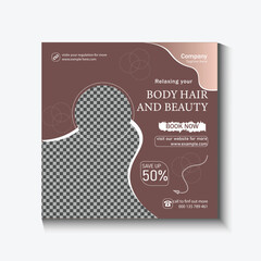 Modern Beauty Care and Spa Social Media Post Template with Elegant Skin Care and Salon Promotion Design