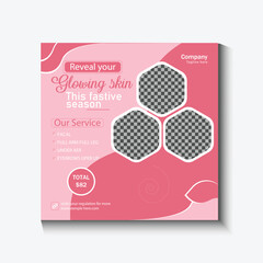 Modern Beauty Care and Spa Social Media Post Template with Elegant Skin Care and Salon Promotion Design