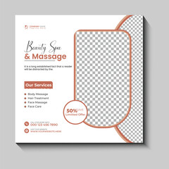 Modern Beauty Care and Spa Social Media Post Template with Elegant Skin Care and Salon Promotion Design