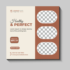 Modern Beauty Care and Spa Social Media Post Template with Elegant Skin Care and Salon Promotion Design