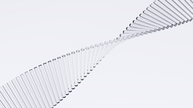 Abstract DNA double helix on white background, 4k seamless loop 3d animation
