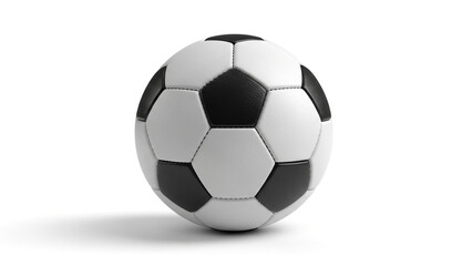 Fototapeta premium Classic Black and White Soccer Ball in Studio Lighting on Isolated White Background for Sports Branding