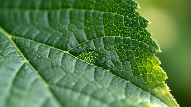 Closeup of a green leaf