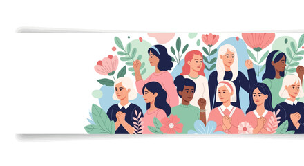 Fototapeta premium Diverse group of women standing together in solidarity and empowerment.