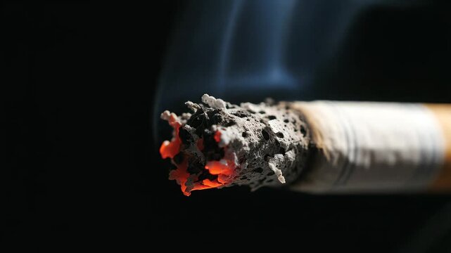 Burning cigarette with smoke